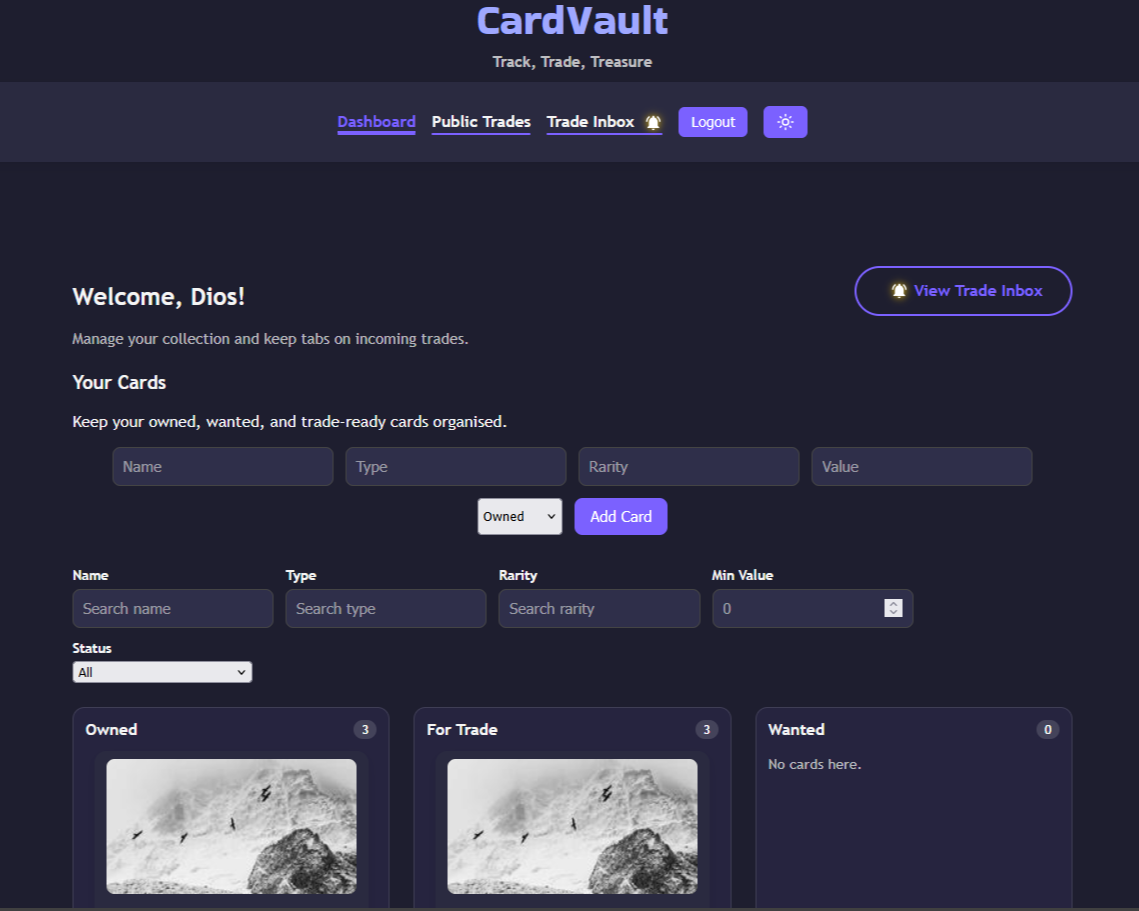 Card Vault dashboard image