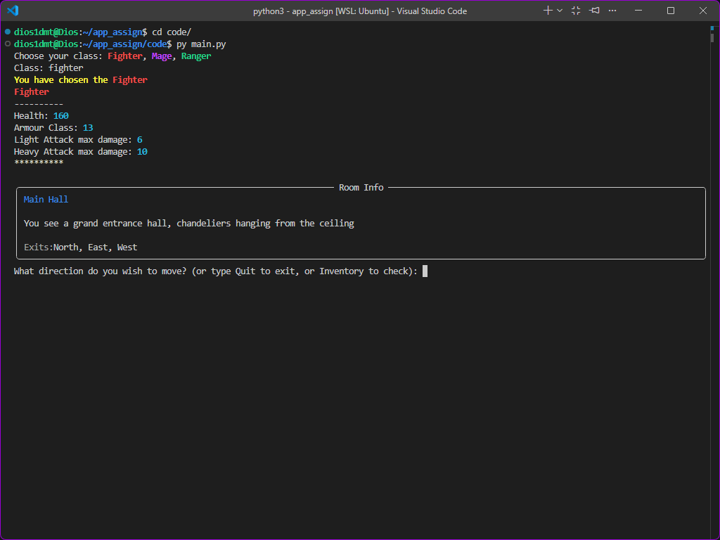 Python text adventure entrance hall image